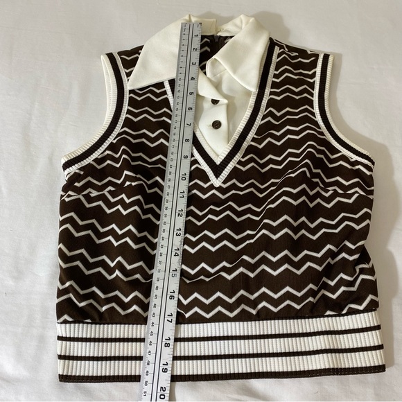 Vintage The Kollection Jacket and Blouse Set Brown White Stripes 70's Career 2pc - Picture 7 of 10